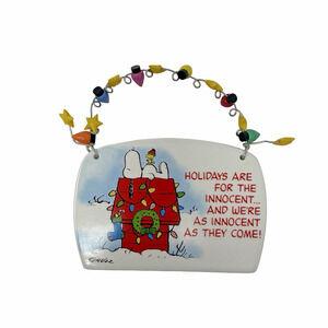 Department 56 "Snoopy & Woodstock On Doghouse" Ceramic Hanging Plaque 5" Approx